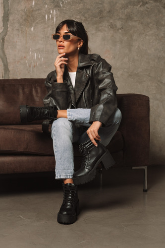 Borcegos Mujer Cuero Taco Alto Plataforma Botas Moda Romi