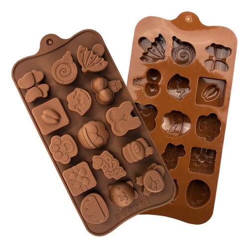Molde Silicona Gelatina Gomitas Chocolate Navidad Kawai Cute Color Marrón