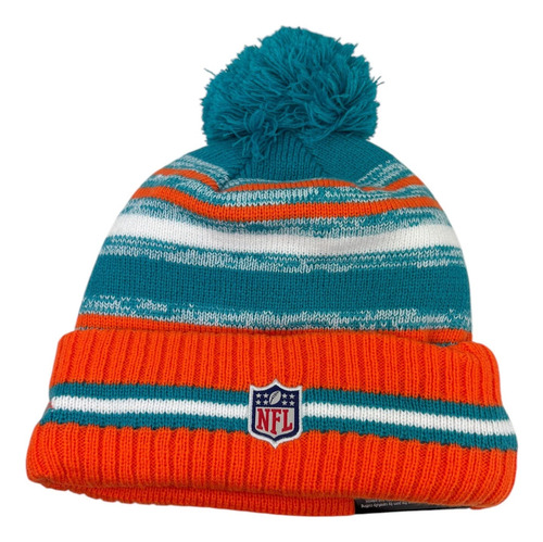 Gorro De Invierno Miami Dolphins New Era Naranja Universal Rayas