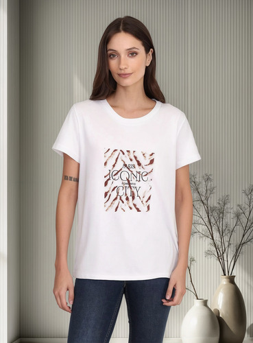 Remera Blanca Mujer Algodon Cuello Redondo Camila Yagmour Blanco 50