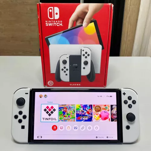 Nintendo Switch Desbloqueado Oled Branco 128gb Com Caixa Seminovo Garantia  E Nf