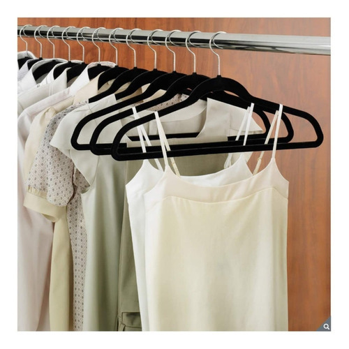Set 50 Ganchos P/ropa Con Terciopelo Negros Cohesion Product