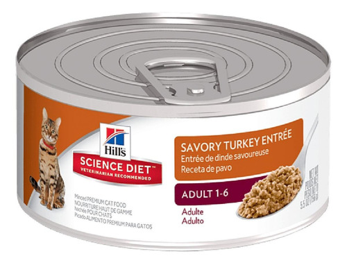 Alimento Hill's Science Diet Comida Para Gato Hill's Science Diet  Envase De 1.8 Kg para gato adulto sabor pavo en lata de 5.5oz