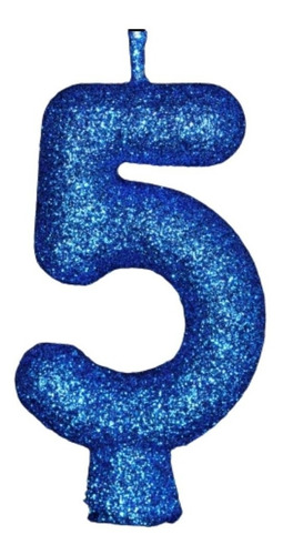 Vela Aniversário Puro Glitter Azul Nº 5 Com 1 Un.