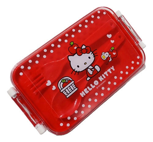 Miniso Hello Kitty Lunchera Con Cubiertos Sanrio Original Rojo Hello Kitty Sanrio