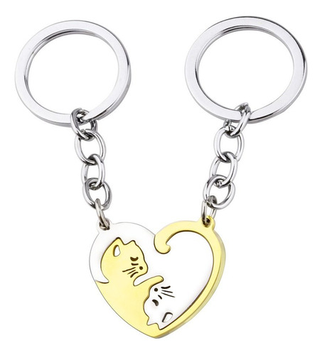 1 Par De Chaveiro Para Casais Black Cat Car Key Ring Heart C
