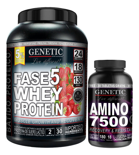 Crecimiento Muscular Whey Protein Fase 5 Amino 7500 Genetic