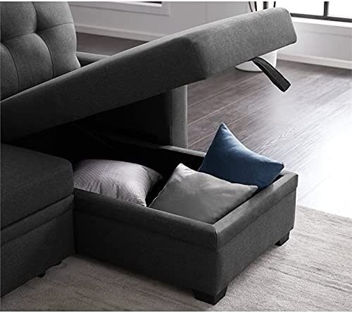 Sofa Modular Reversible Con Almacen Tela Carbon Marca Df