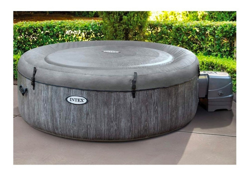 Imagen 5 de 10 de Spa Inflable New Burbuja Terapia Madera Redondo 196x71 Intex