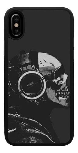 Funda Uso Rudo Tpu Para iPhone Calavera Muscia Audifonos Mod