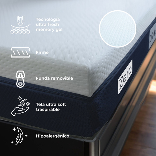 Colchón King Size Memory Foam Gel Zero Gravity Drjoohn 25 Cm Blanco