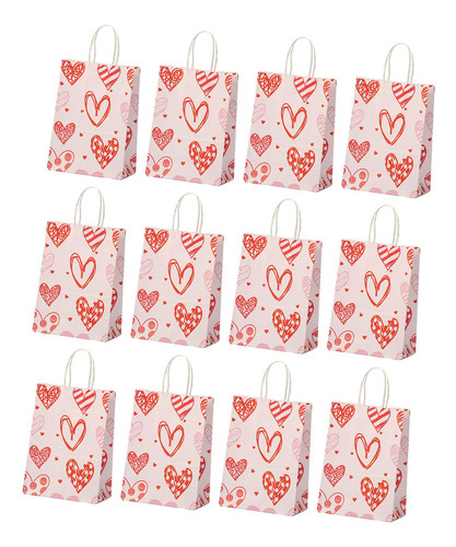 12 Uds. Bolsas De Regalo Para El Día De Valentín Con Asa,