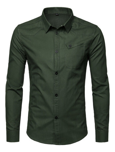 Camisa Militar Ocidental Masculina De Algodão Camisas Sociai