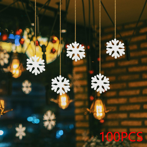 100 Uds. Adornos De Copos De Nieve De Madera, Copos De Nieve