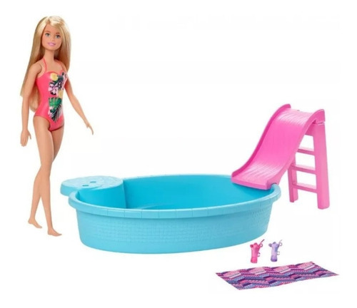 Barbie Piscina Pileta Con Muñeca Mattel 