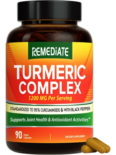 Suplemento Infun Remediate, Cúrcuma Y Curcumina, 1200 Mg, 90