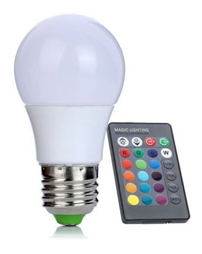Imagen 7 de 8 de Lampara Foco Led 12w 16 Colores Control Remoto Luz Rgb