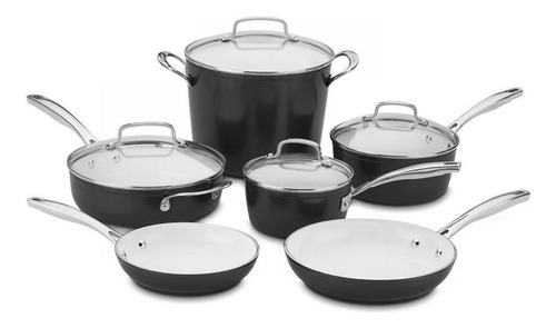 Batería De Cocina Cuisinart 59i-10bk Negra De 10 Piezas