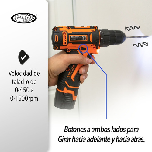 Imagen 3 de 7 de Taladro Atornillador Inalambrico Recargable Eléctrico Kit 1b