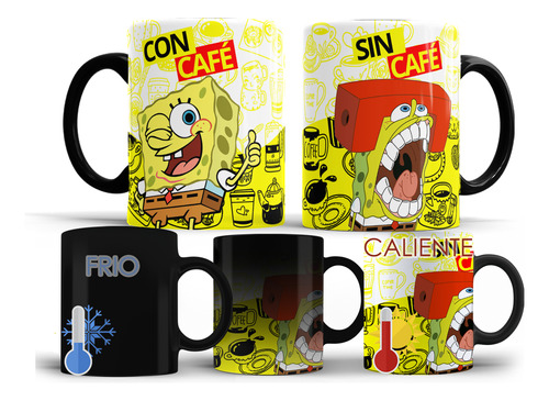 Taza Mágica 11 Oz Con Café Y Sin Café Caricaturas 10 Diseños