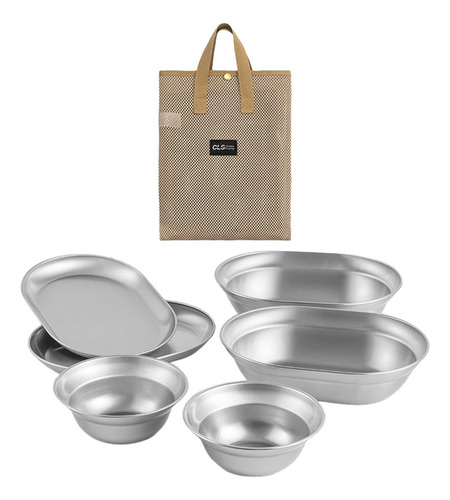 B Juego De Platos Y Tazones De Acero Inoxidable, Utensilios