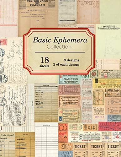 Basic Ephemera Collection: 18 Sheets - 9 - 2 Of Each (vintage Ephemera Collection), De Journals, Ilopa. Editorial Independently Published, Tapa Blanda En Inglés