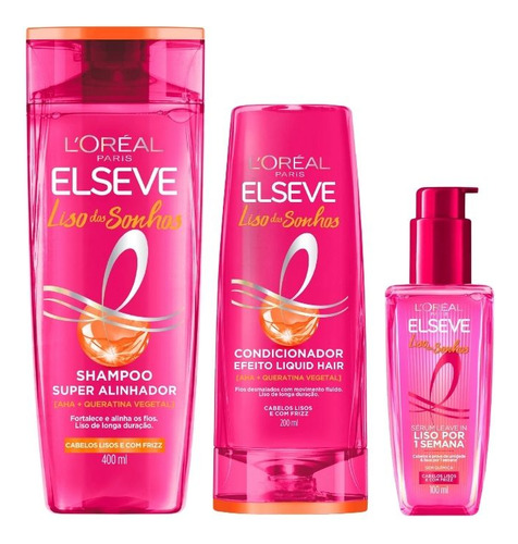 Kit Elseve Liso Dos Sonhos Shampoo 400ml+ Cond 200ml+ Serum