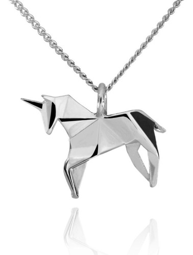 Dije Origami Unicornio De Plata