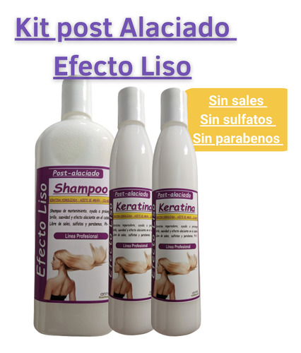 Kit Post Alisado (shampoo 1 Litro + 2 Keratinas 250ml C/u)
