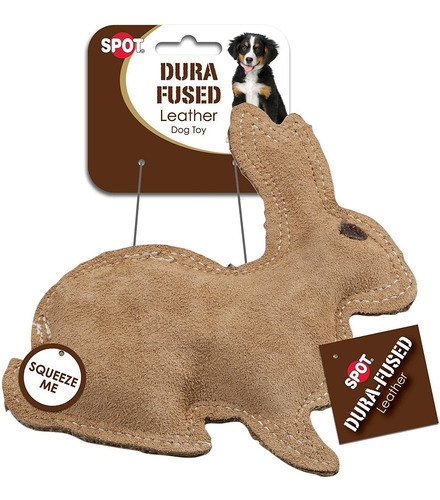 Ethical Pet Dura-fused 7.5-inch Leather Dog Toy, Small, Rabb