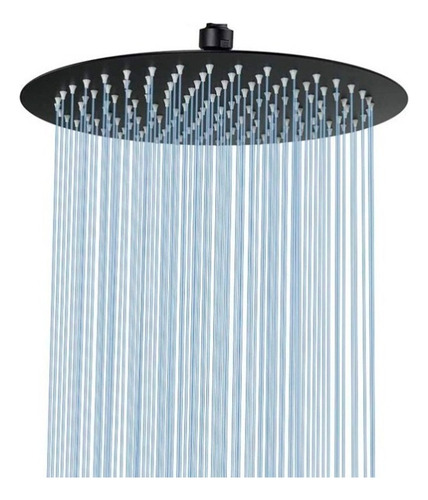 Juego Baño Redondo Regadera 25cm Monomando 8 Pz Negro Lujo