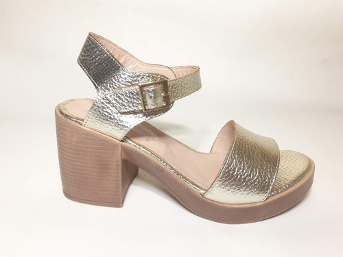 Sandalias De Cuero Mujer Base Con Taco 460