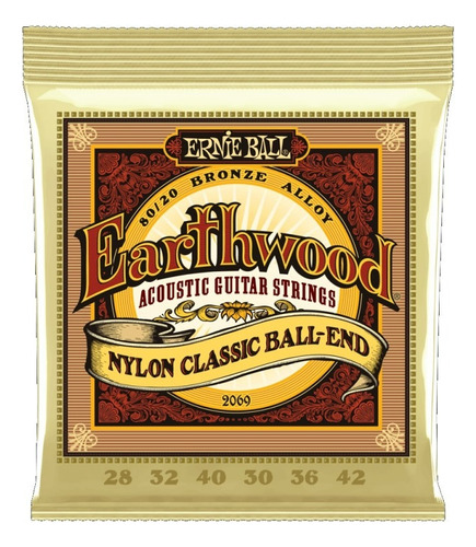 Ernie Ball Nylon Earthwood Ball End Classical Guitar 2069