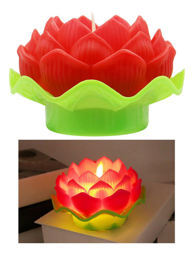 Luz De Lótus Elegante Mesa Operada Por Vermelho Vermelho