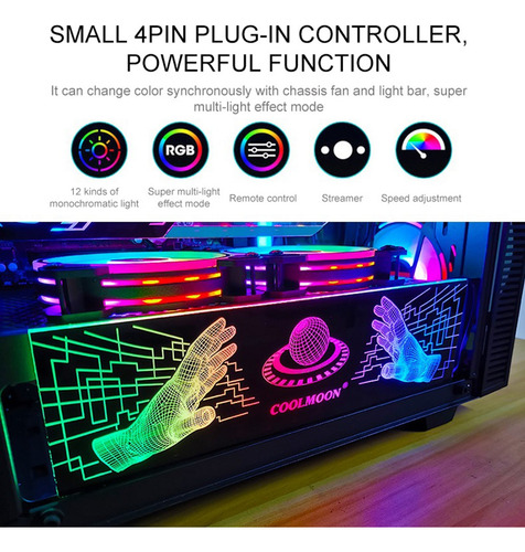 Placa De Luz Rgb Coolmoon, Panel Lateral G, Fuente De Alimen