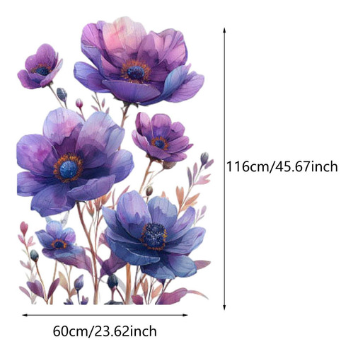 De Pared Con Flores Moradas, Para Ventana De Cristal, Para