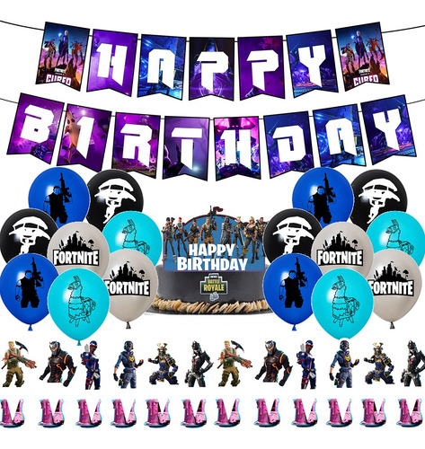 Kit Fiesta Fortnite Globos De Cumpleaños Decoración