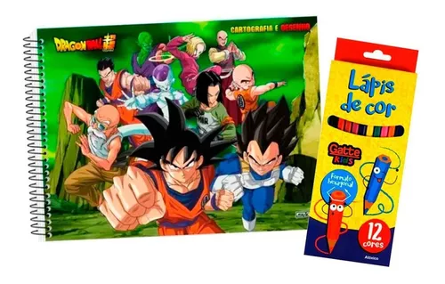 Kit Colorir Caderno desenho Dragon Ball, Lápis e Folha A4 - Shop