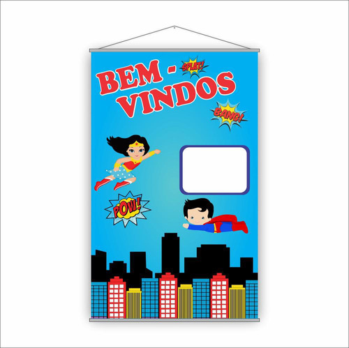 Banner Bem Vindos Escolar Heróis Pedagógico 120x65cm