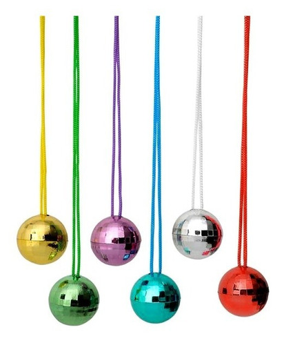 24 Collar Bola Disco Plástico Fiesta 70's Batucada Boda