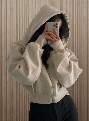 Sudadera Con Capucha Y Cremallera Con Forro Polar Para Mujer, Ajustada Y Cálida