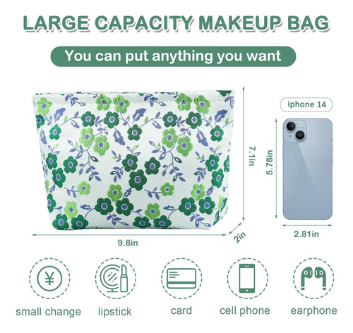 Bolsa De Maquillaje De Flores De Viaje Grande Para Mujer