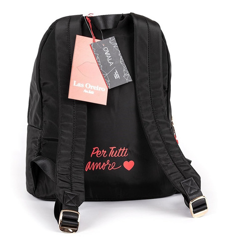 Imagen 3 de 5 de Mochila Mujer Urbana Las Oreiro Negra Bolsillo Original