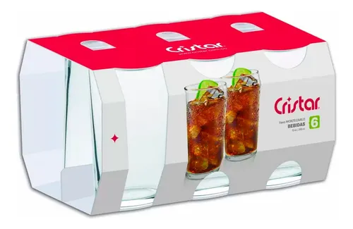 Set 6 Vasos Montecarlo Tragos Cristar 355 Ml
