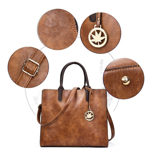 Imagen 4 de 7 de Set 3 Bolsas Mujer Dama Bolso Cartera Bandolera Tote Hombro