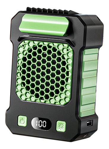 Ventilador De Cintura Con Luz Usb Recargable, Verde 10000mah