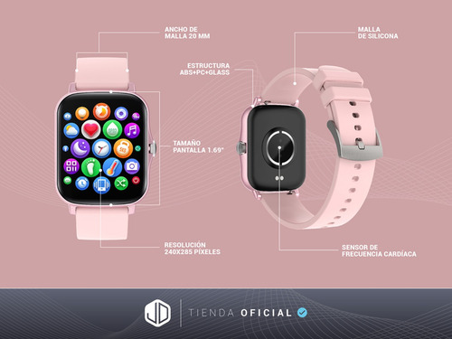 Smartwatch Reloj Inteligente Jd Baires Color Rosa 1.69 Spo2*