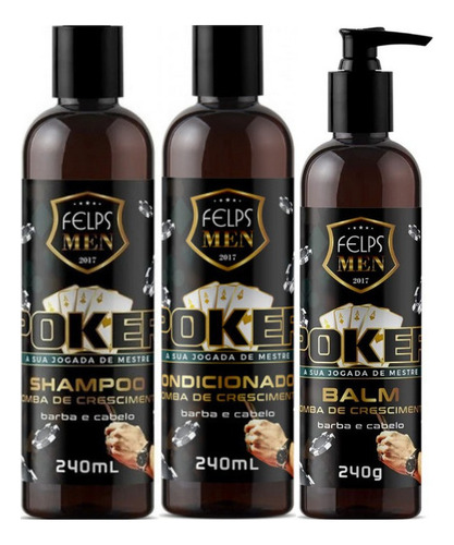 Kit Felps Men Poker - Shampoo + Condicionador + Balm 240ml
