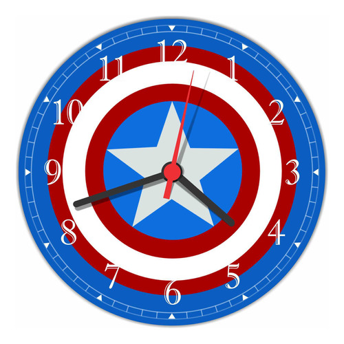 Relógio De Parede Escudo Capitão America Avengers