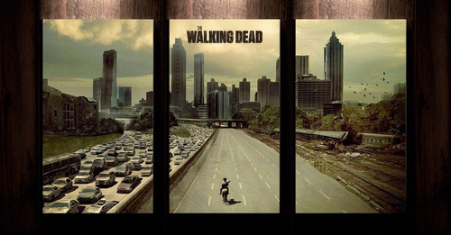 Cuadro Triptico The Walking Dead Rick 72cm X 40cm De Tela